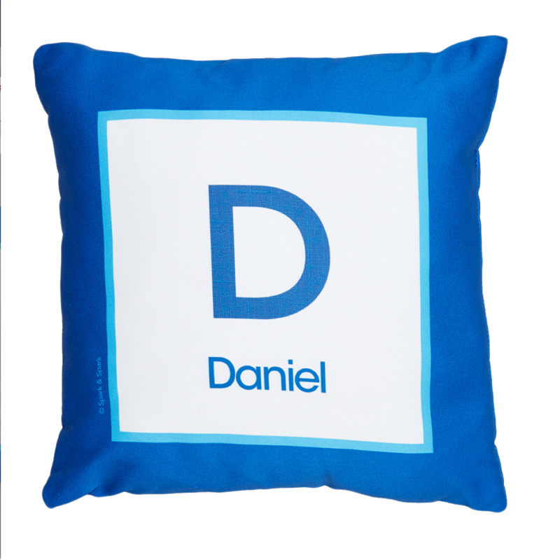 A Linen Blue Letter Kids Pillows