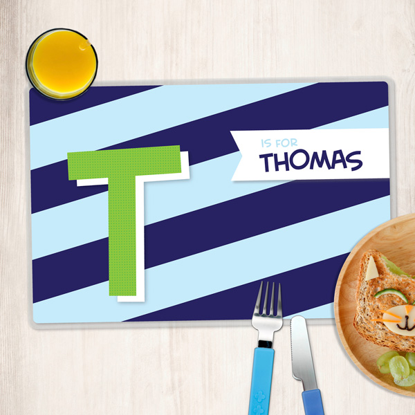 Brilliant Initial Blue Kids Placemat