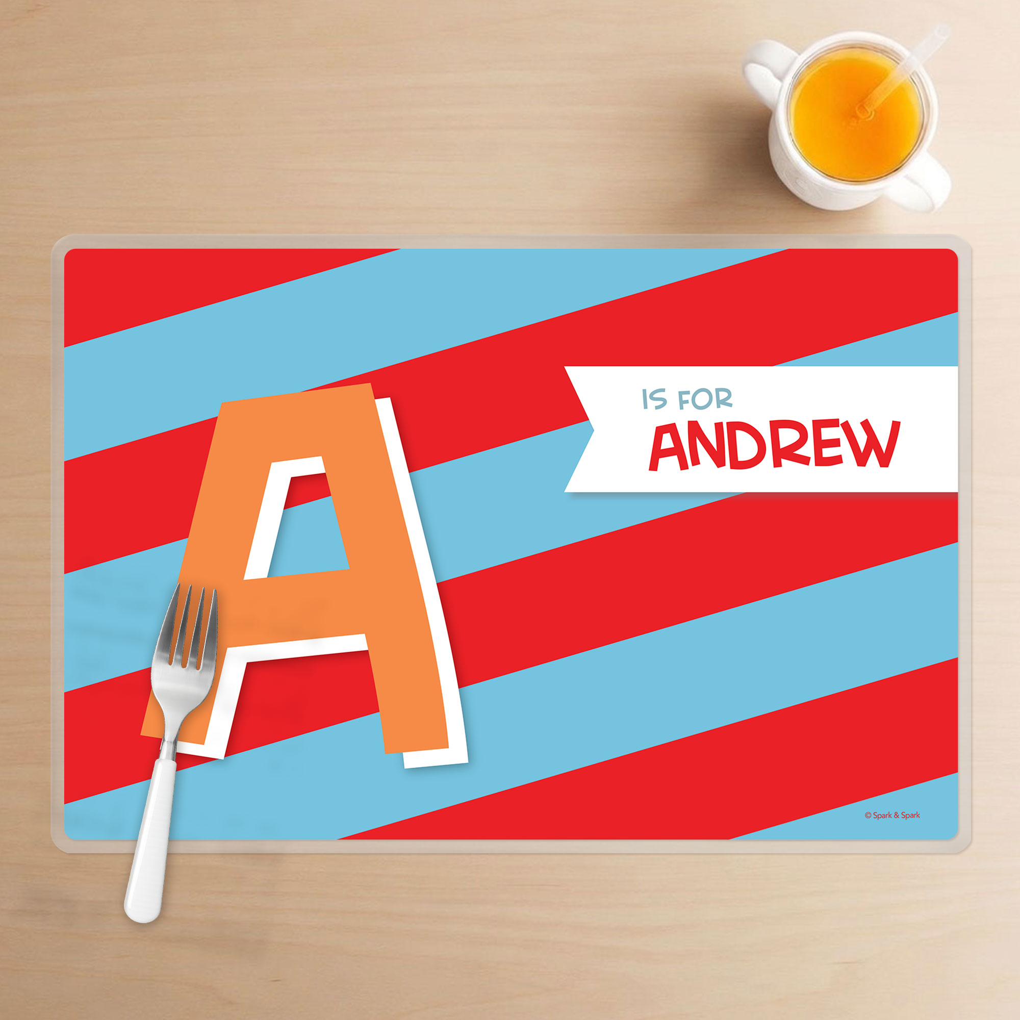 Brilliant Initial Red Kids Placemat