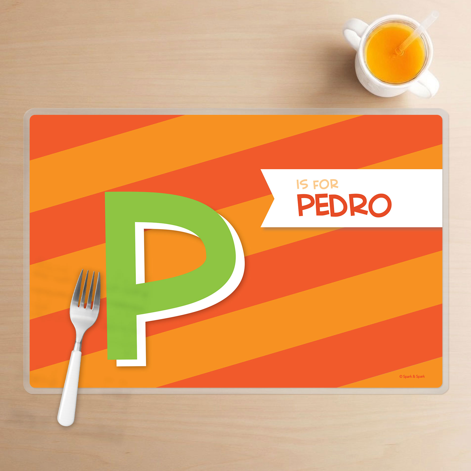 Brilliant Initial Orange Kids Placemat