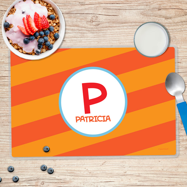 Fun Initials Orange Kids Placemat