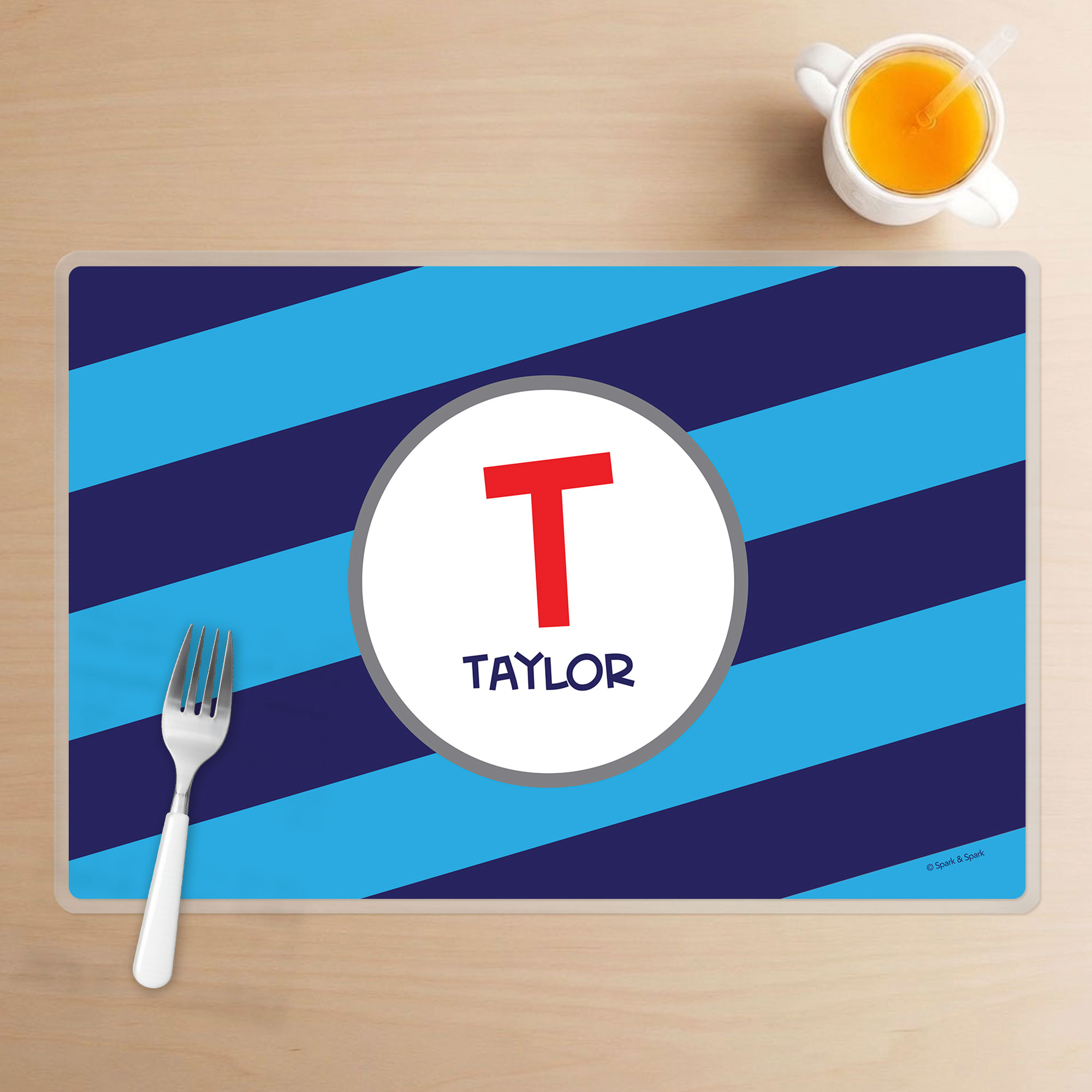 Fun Initials Blue Kids Placemat