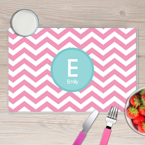 Chevron Pink and Aqua Kids Placemat