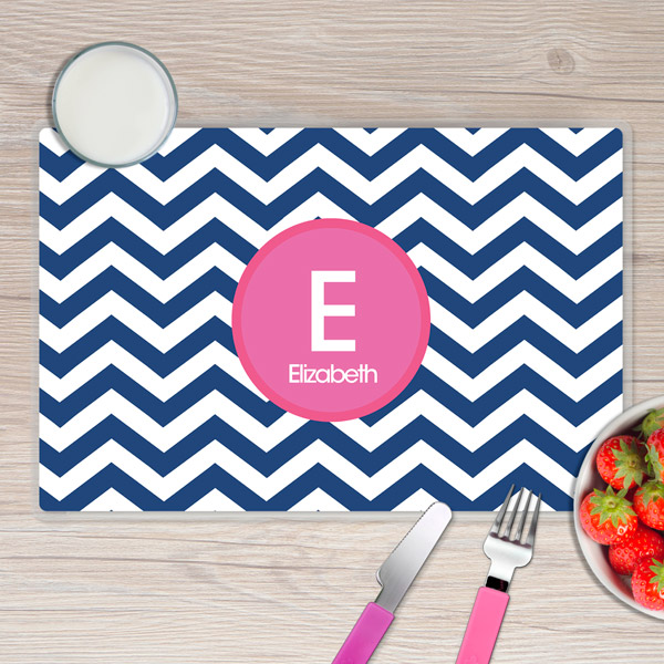 Chevron Blue and Pink Kids Placemat