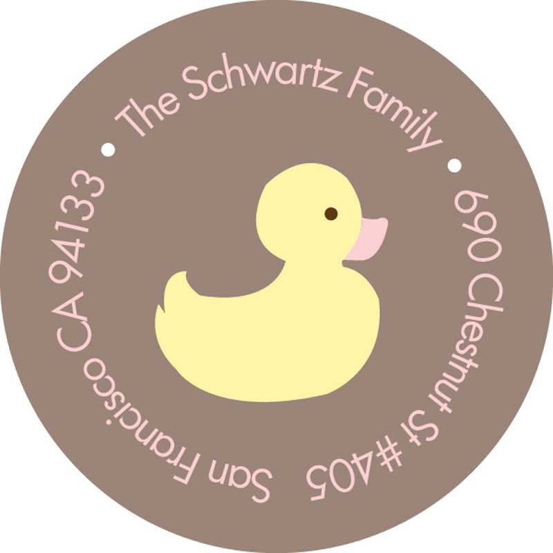 Little Duckie Pink Baby Address Labels