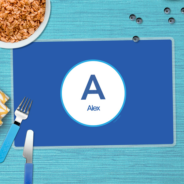 A Linen Blue Letter Kids Placemat