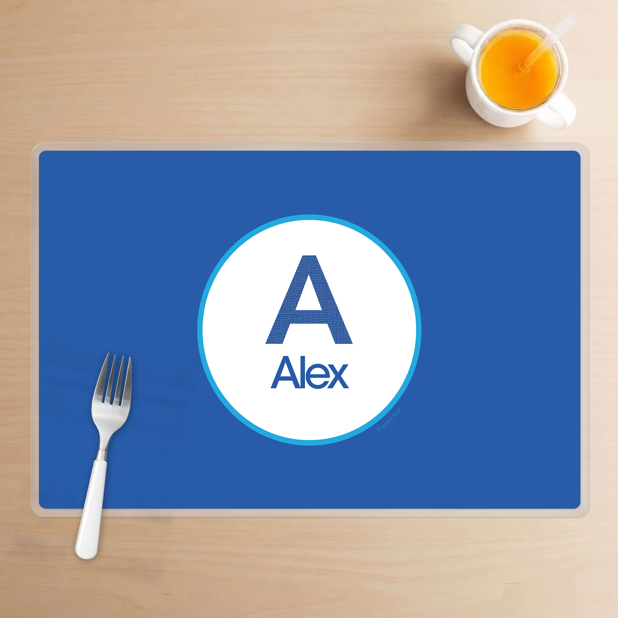 A Linen Blue Letter Kids Placemat