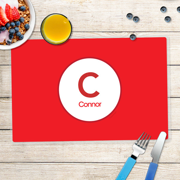 A Linen Red Letter Kids Placemat