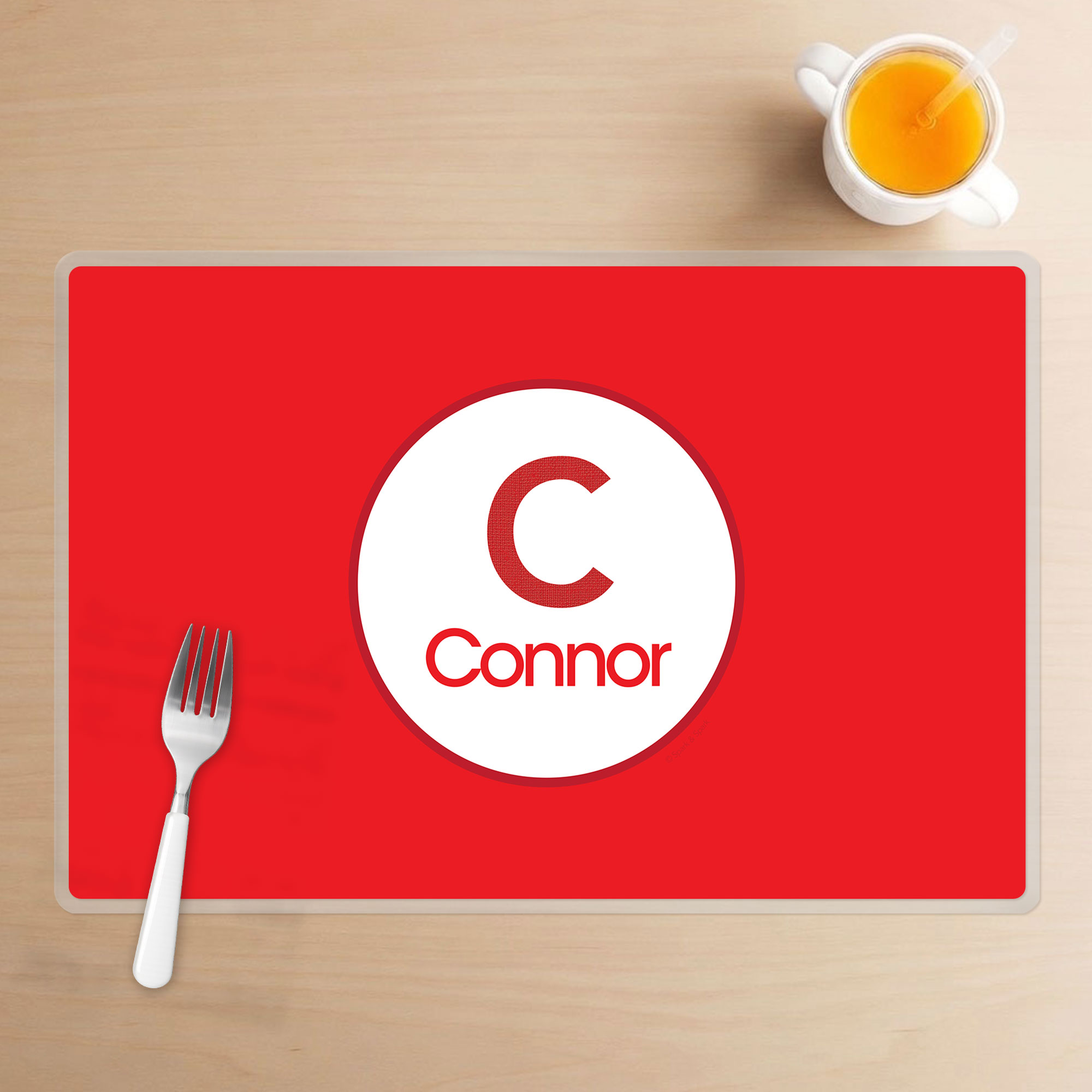 A Linen Red Letter Kids Placemat