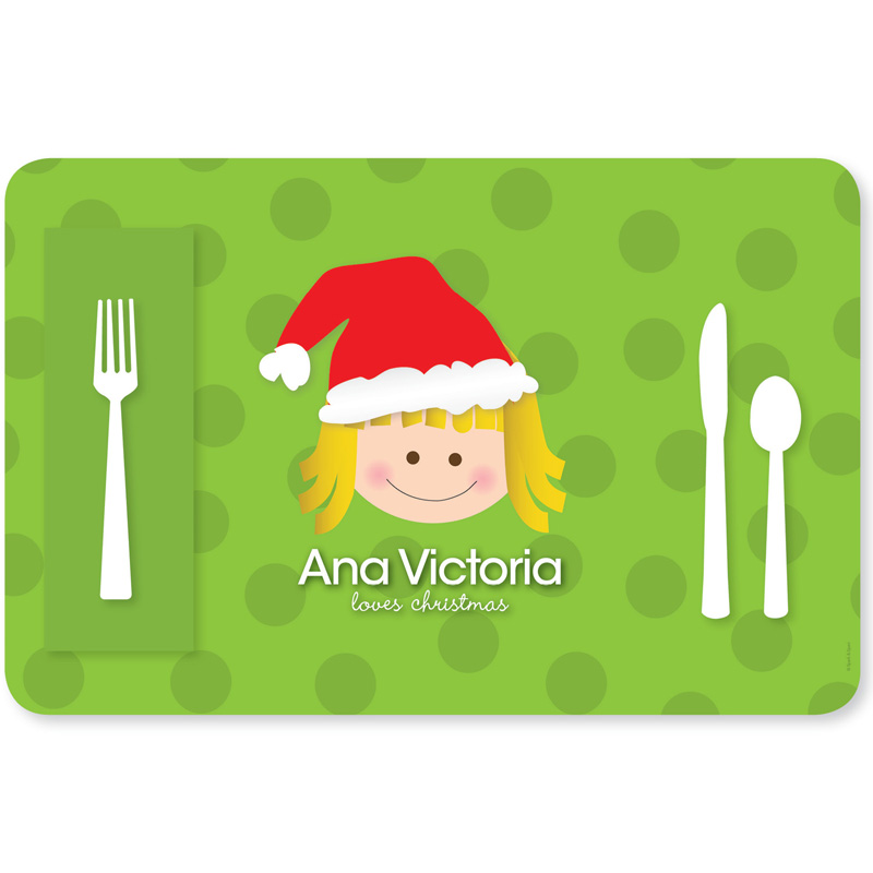 Santa's Hat Girl Kids Placemat