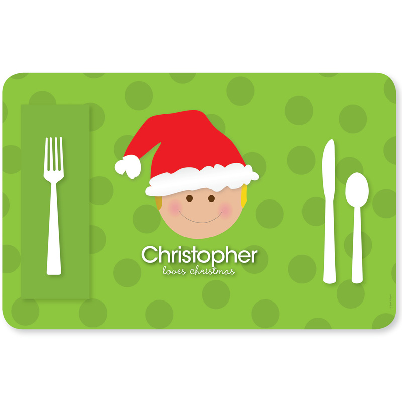 Santa's Hat Boy Kids Placemat