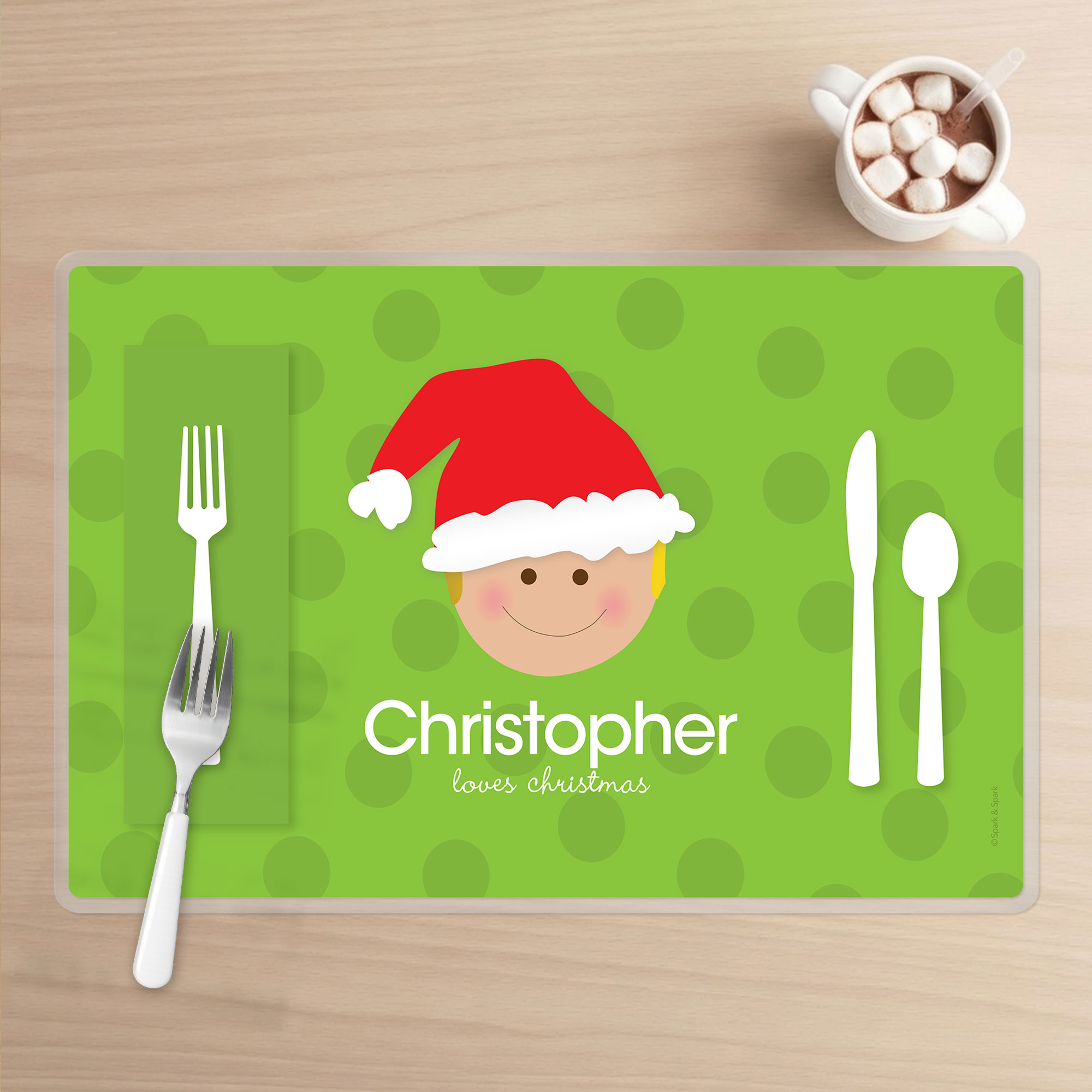 Santa's Hat Boy Kids Placemat