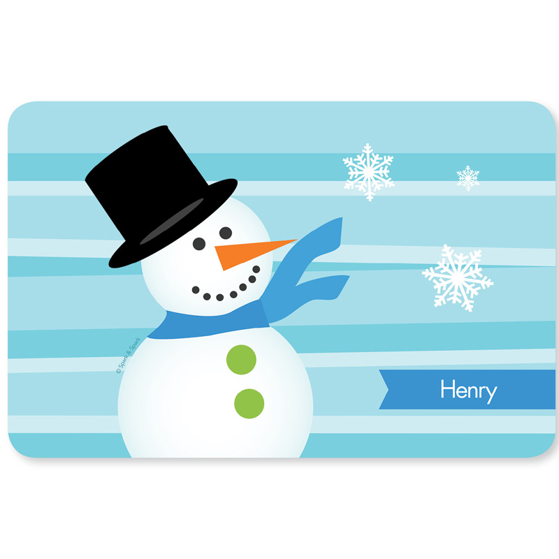 Blue Mr. Snowman Kids Placemat