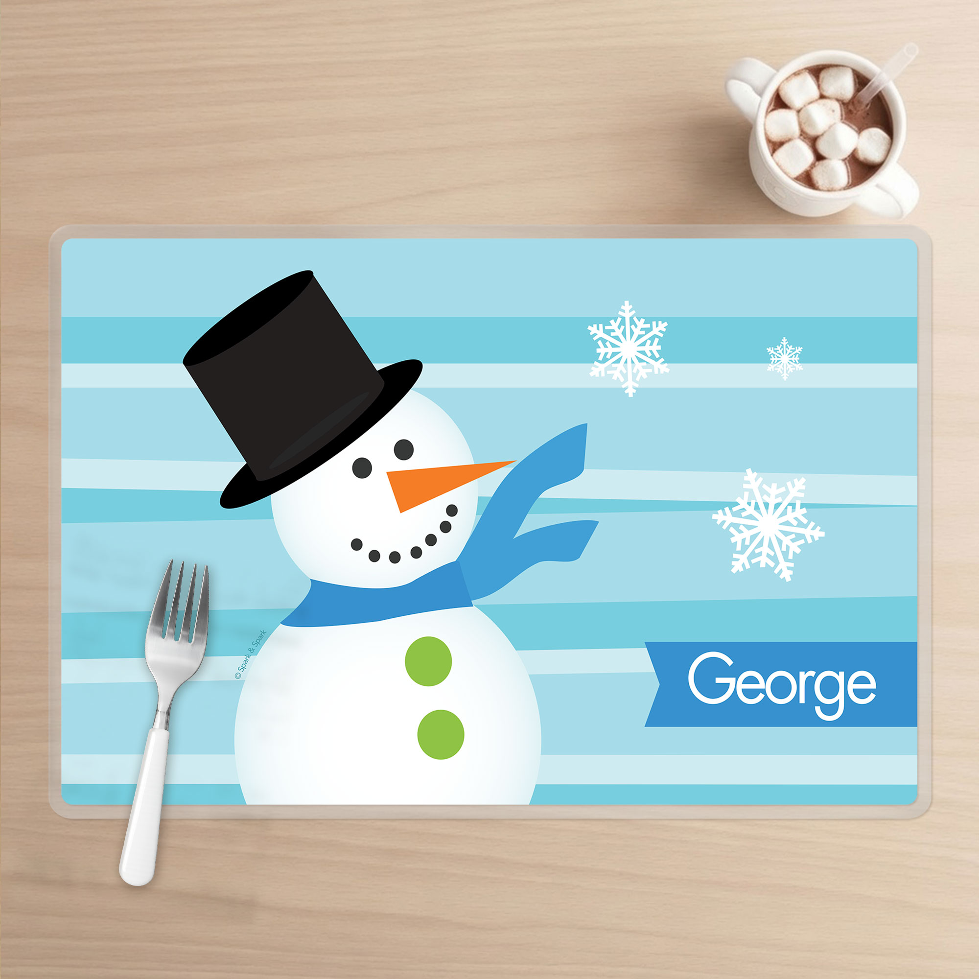 Blue Mr. Snowman Kids Placemat