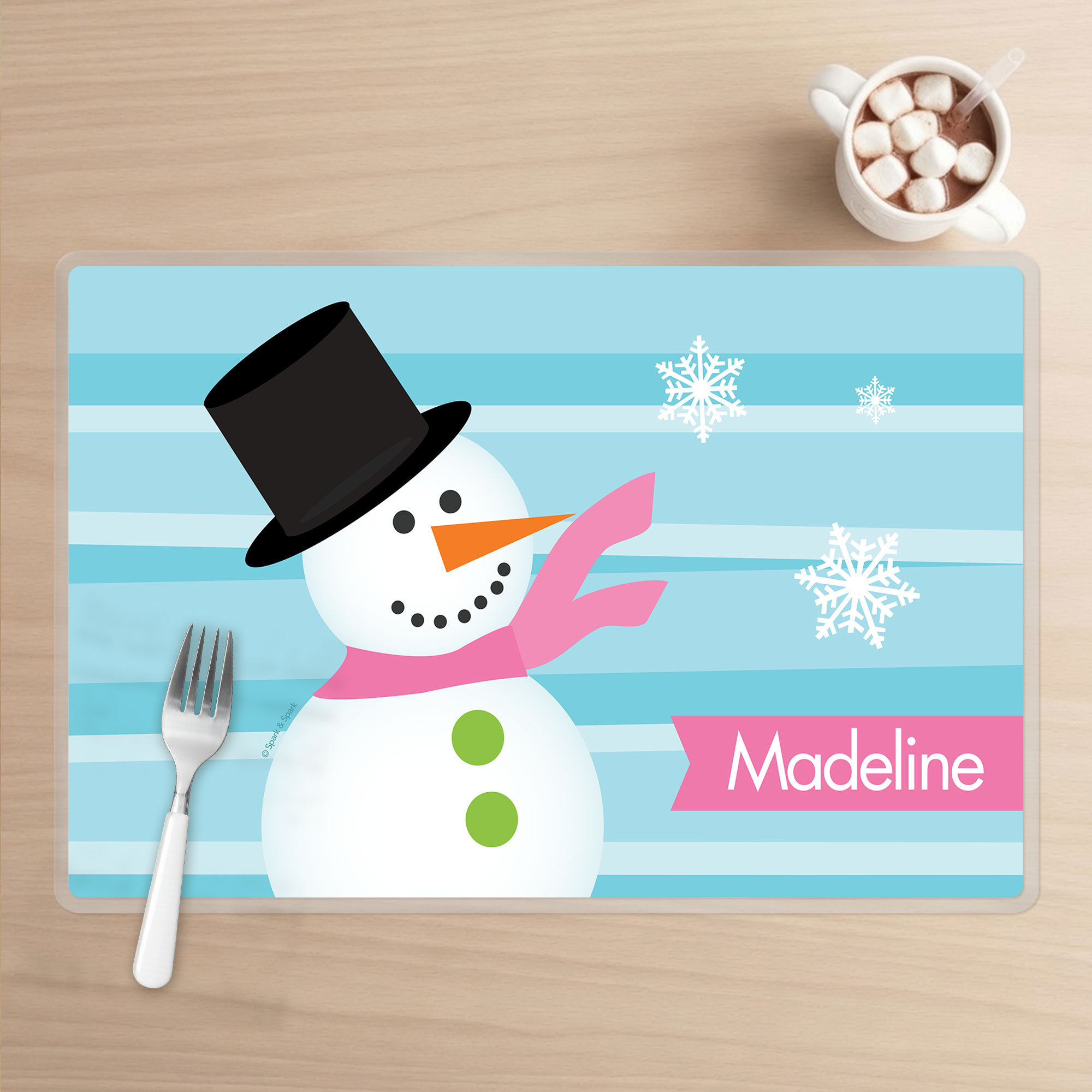 Pink Mr. Snowman Kids Placemat
