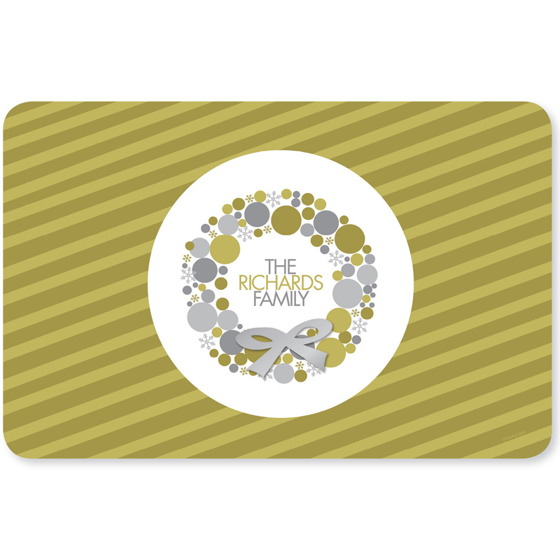 A Golden Xmas Wreath Holiday Placemat