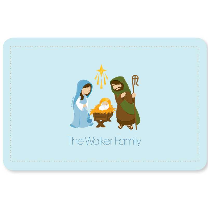 Sweet Blue Nativity Holiday Placemat