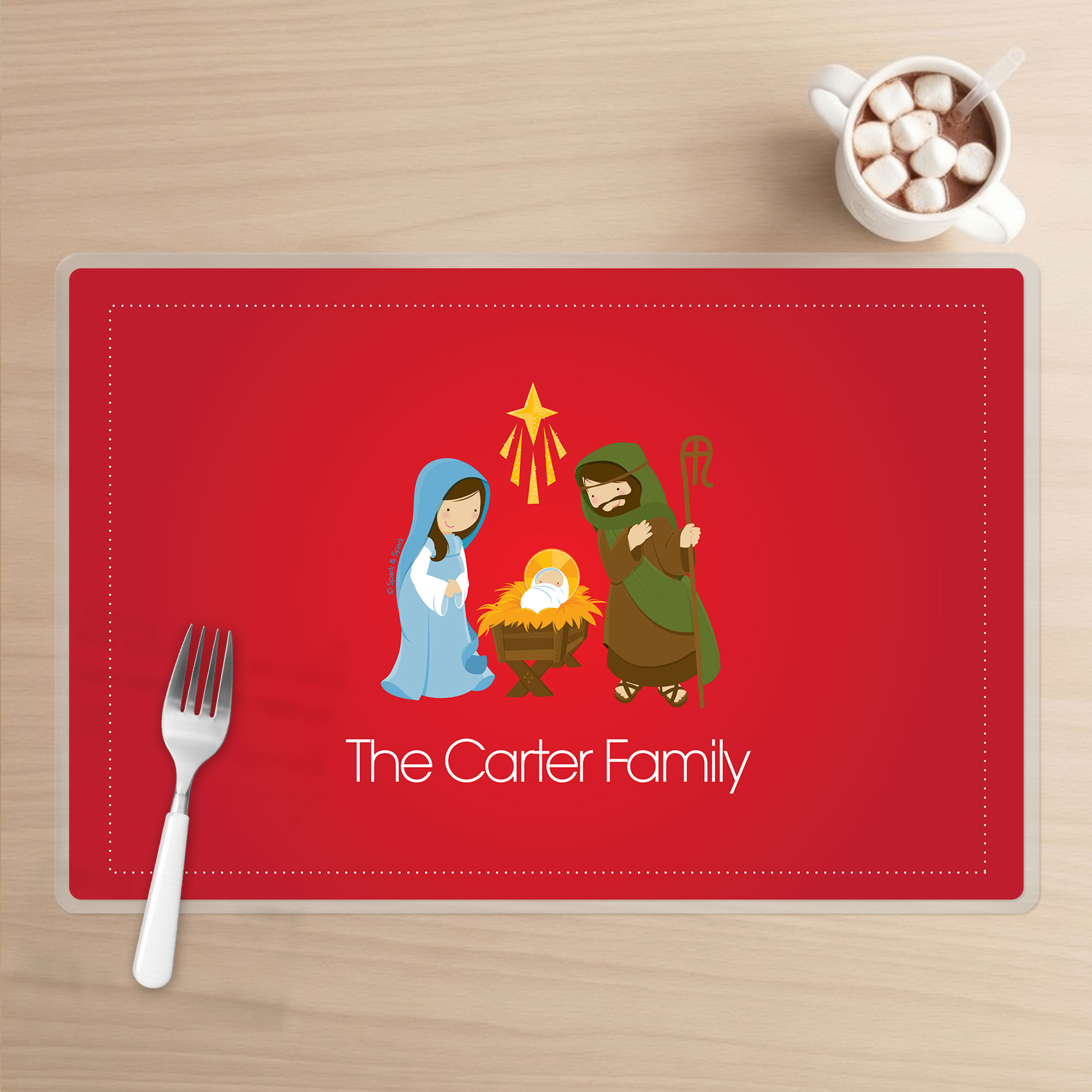 Sweet Red Nativity Holiday Placemat