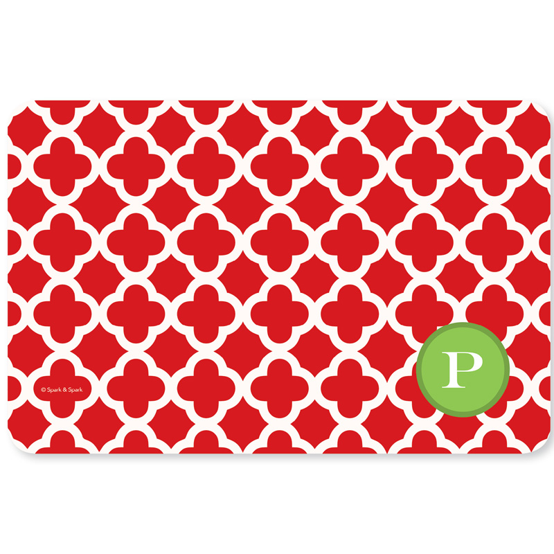 Elegance in Red Quatrefoil Holiday Placemat