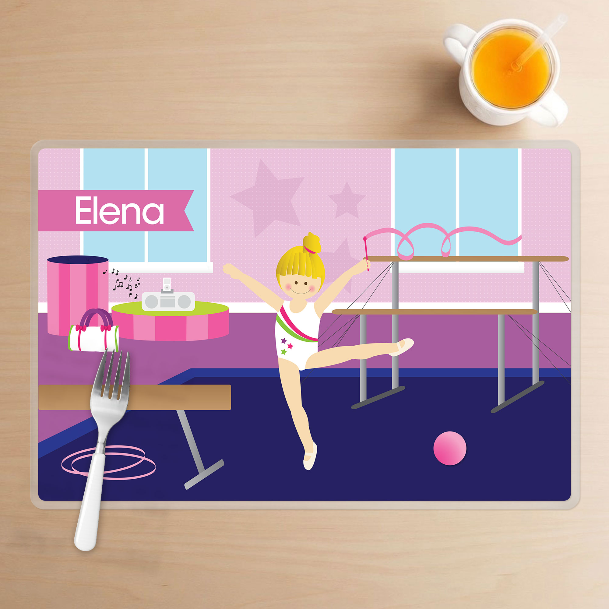 Cute Gymnast Girl Kids Placemat