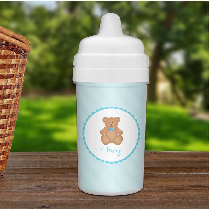 Cute Blue Teddy Bear Sippy Cup