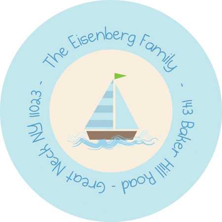 Childrens Address Labels My Blue Sailboat