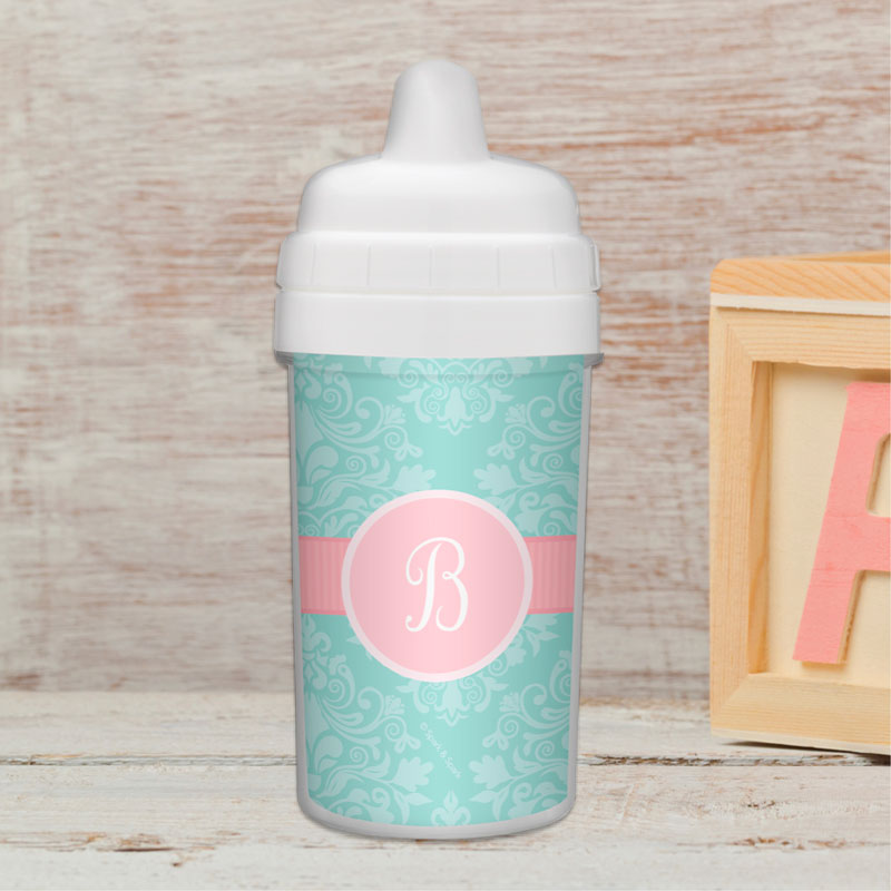 Pretty Blue Damask Sippy Cup