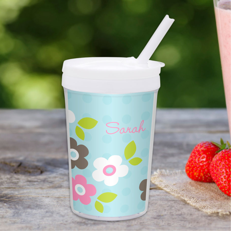 Preppy Flowers Blue Toddler Cup