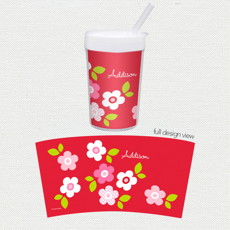 Preppy Flowers Red Toddler Cup