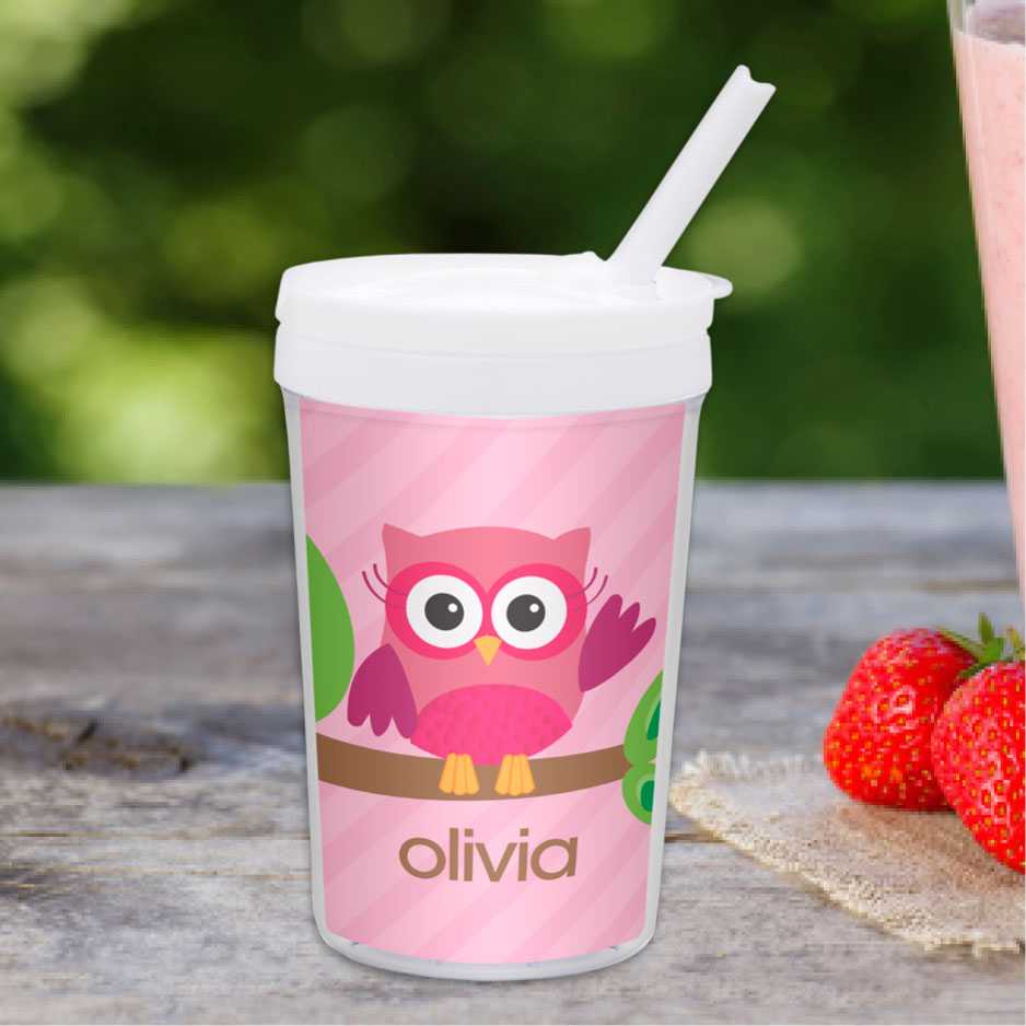 Pink Owl Be Yours Toddler Cup