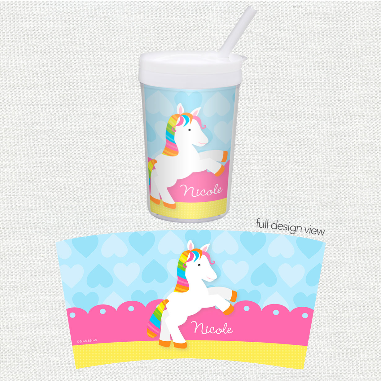 Cute Rainbow Pony Toddler Cup