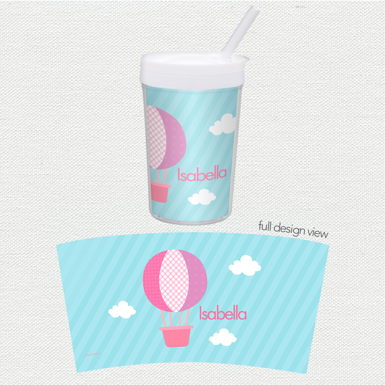 Pink Hot Air Balloon Toddler Cup
