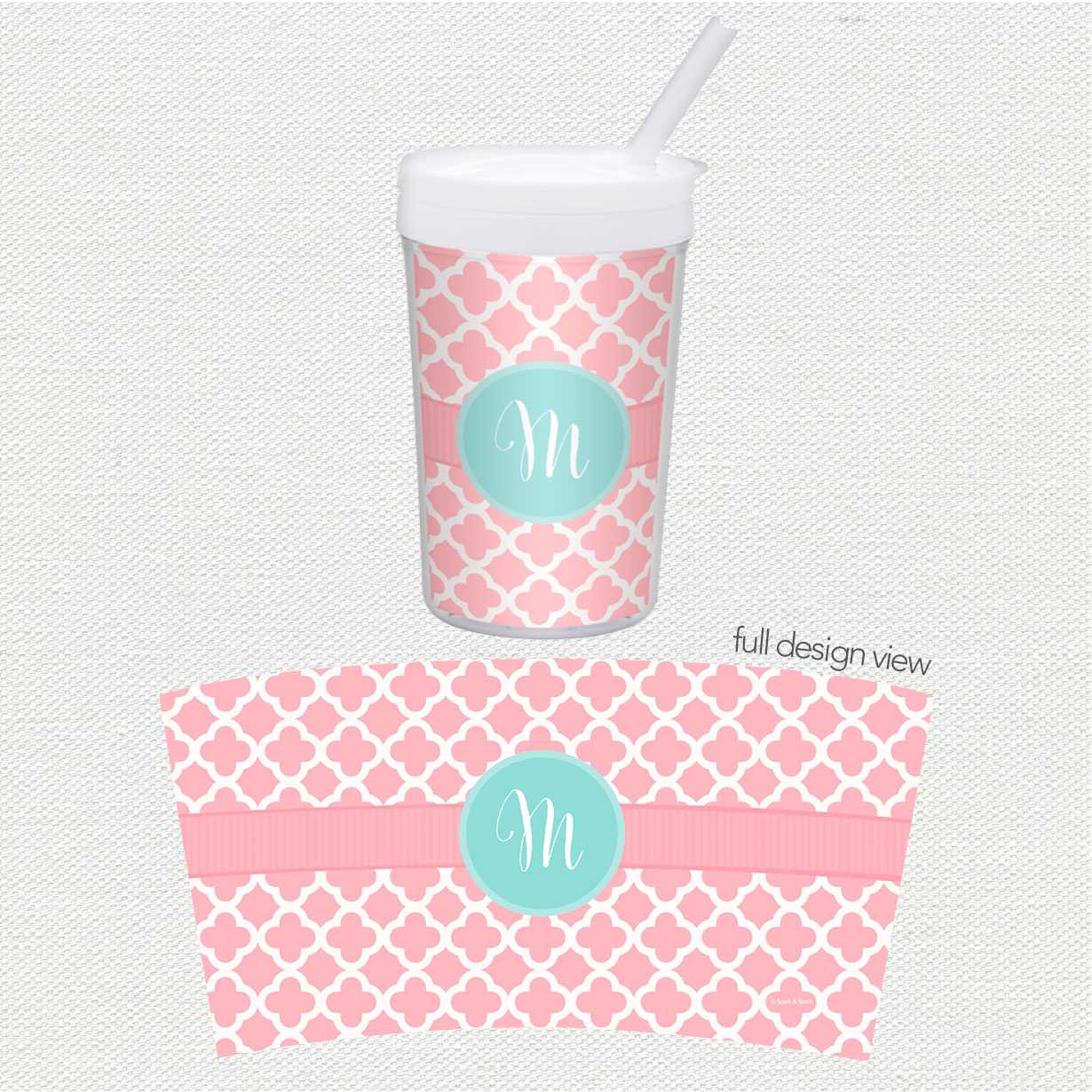 Pretty Pink Quatrefoil Toddler Cup