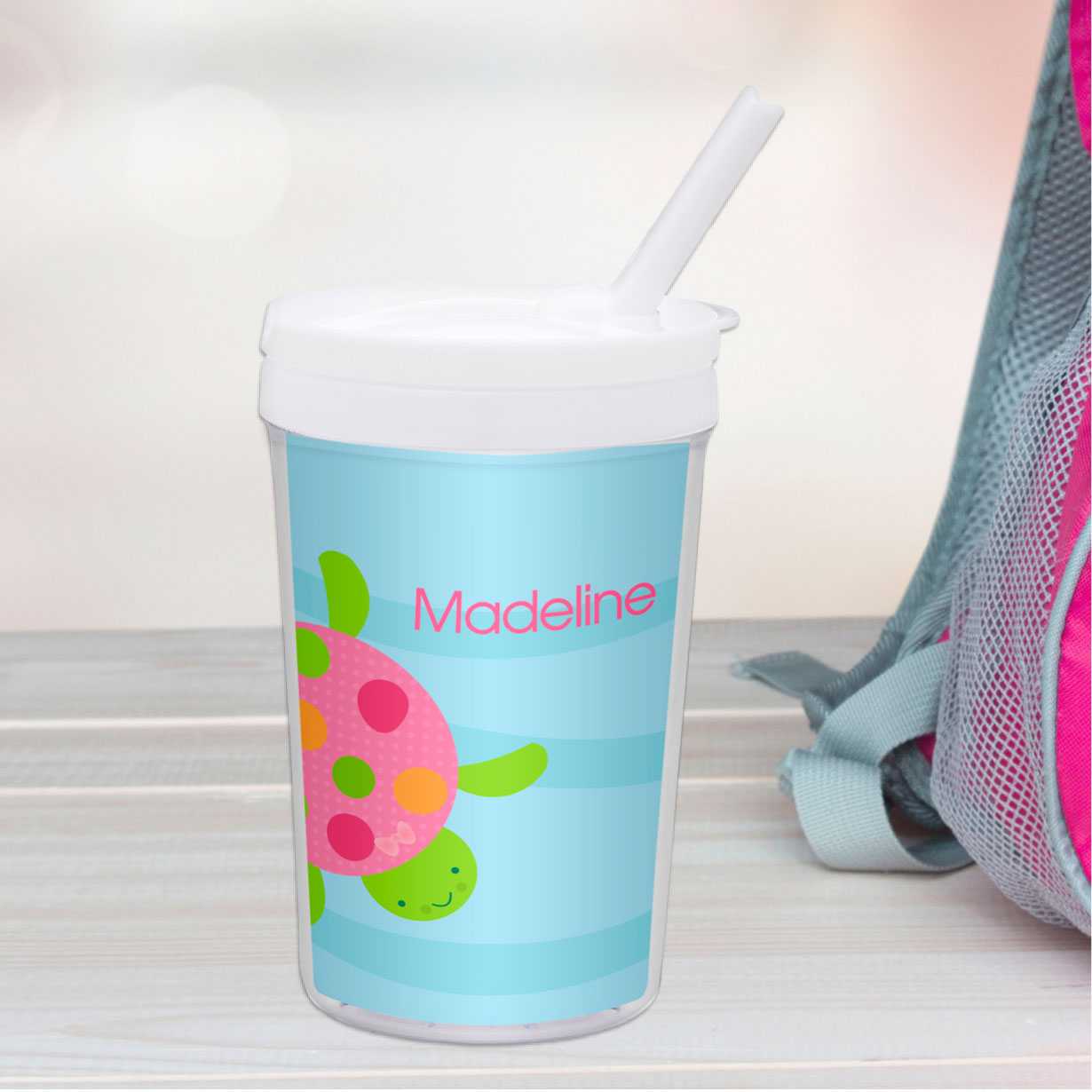 Swimming Pink Turtle Toddler Cup