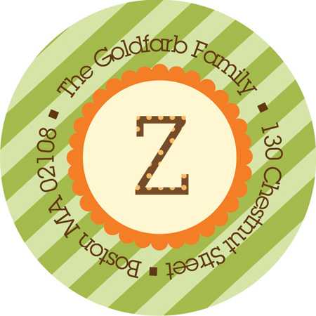 Baby Address Labels Big Bold Letter Orange