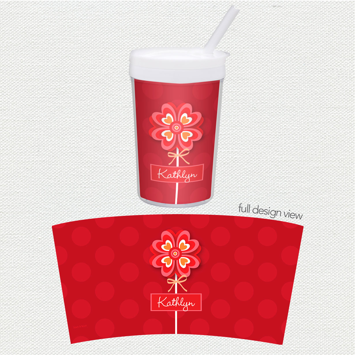 Lovely Heart Flower Toddler Cup