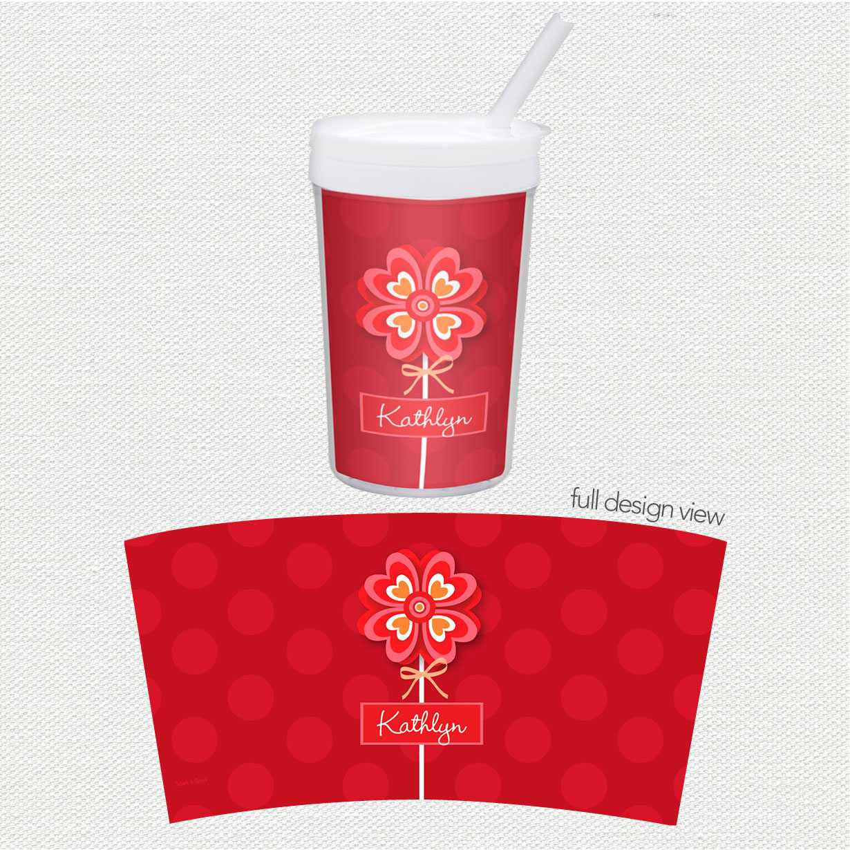 Lovely Heart Flower Toddler Cup