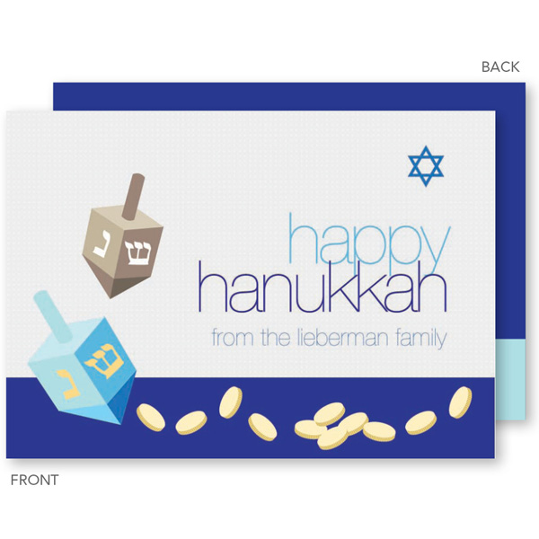 Coins And Dreidels Hanukkah Cards