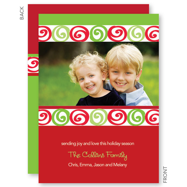 Xmas Candy Swirls Christmas Photo Cards