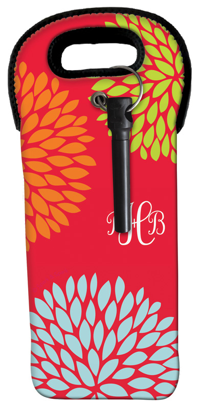 Pom Pom Flowers Red Wine Tote