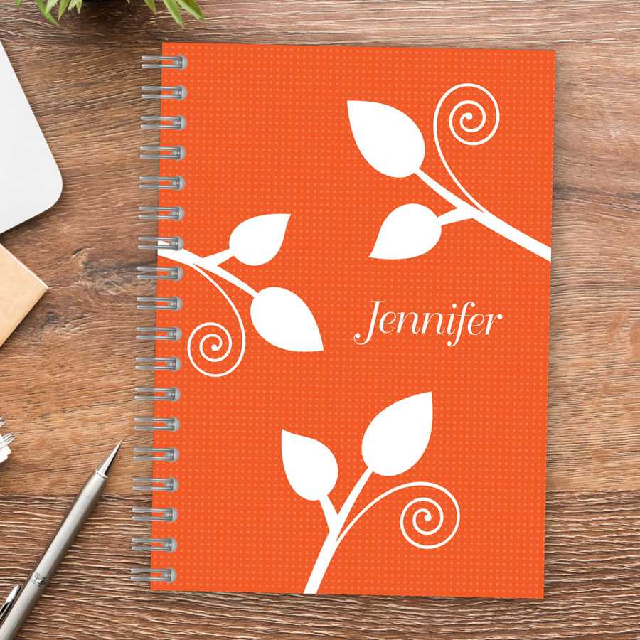 Leaves and Swirls Orange Journal