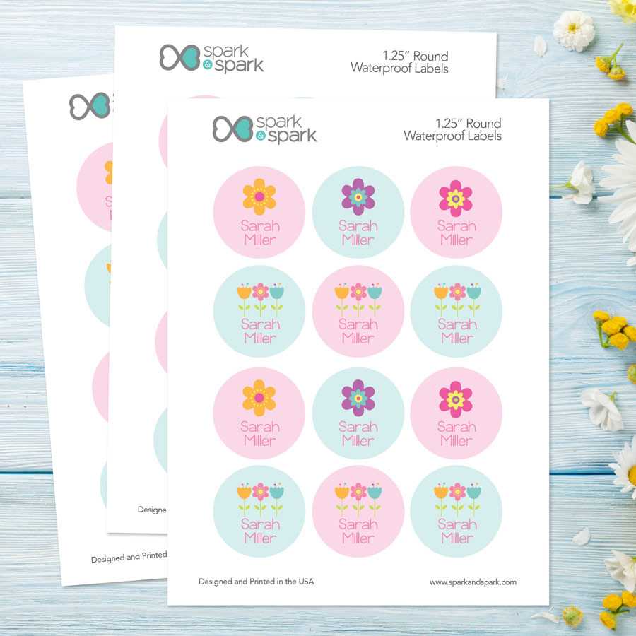 Sweet Little Blooms Waterproof Labels for Kids (Set of 48)