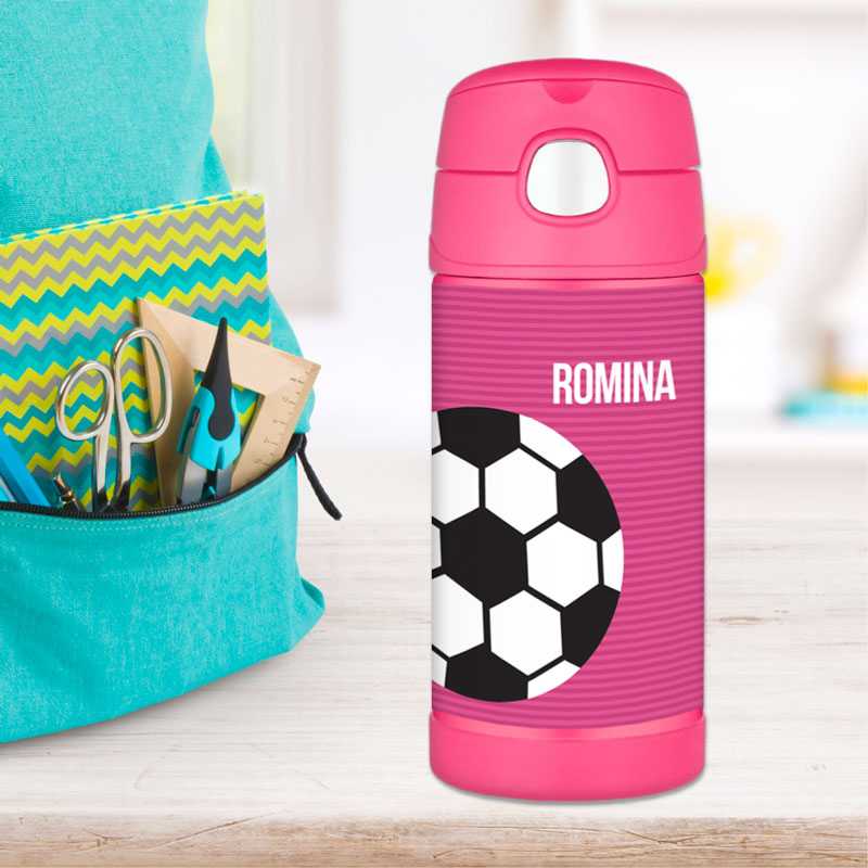 Girl Soccer Fan Pink Thermos Bottle