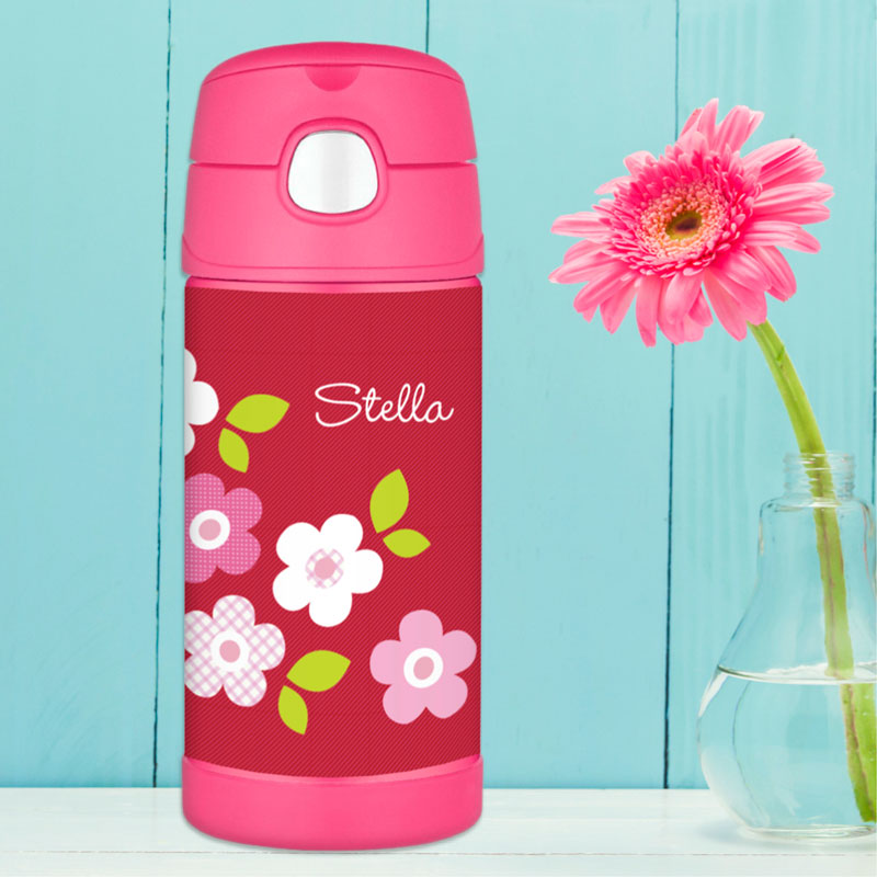 Preppy Flowers Red Thermos Bottle