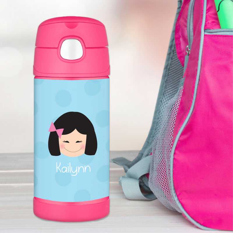 Just Like Me Girl Light Blue Kids Thermos Bottle