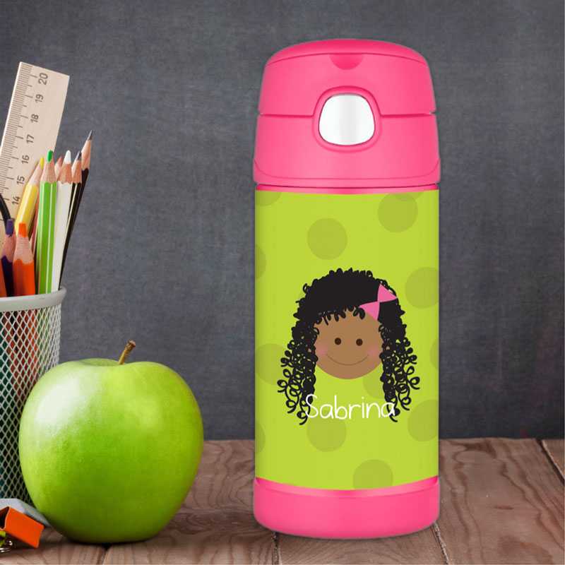 Just Like Me Girl Green Kids Thermos Bottle