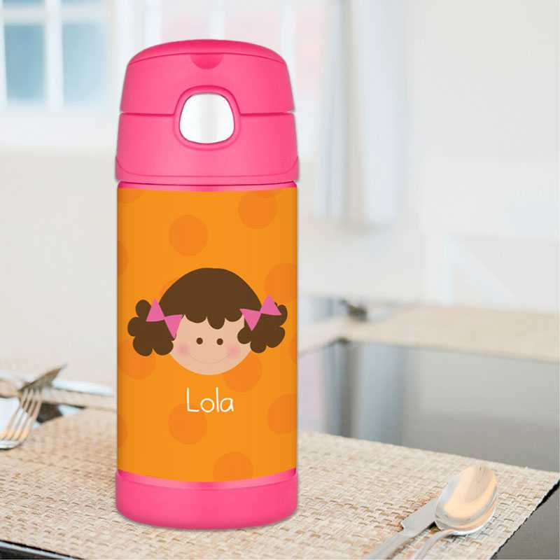 Just Like Me Girl Orange Kids Thermos Bottle