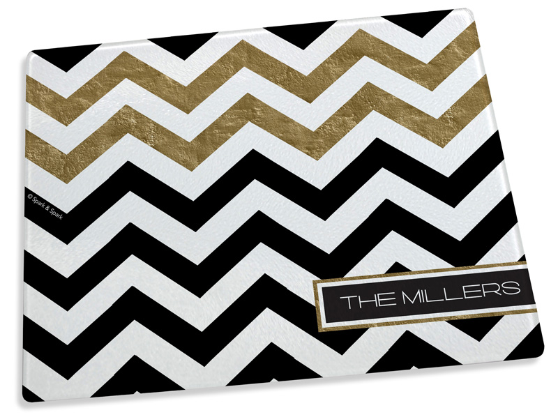 Black Chevron with Gold Foil Cutting Board