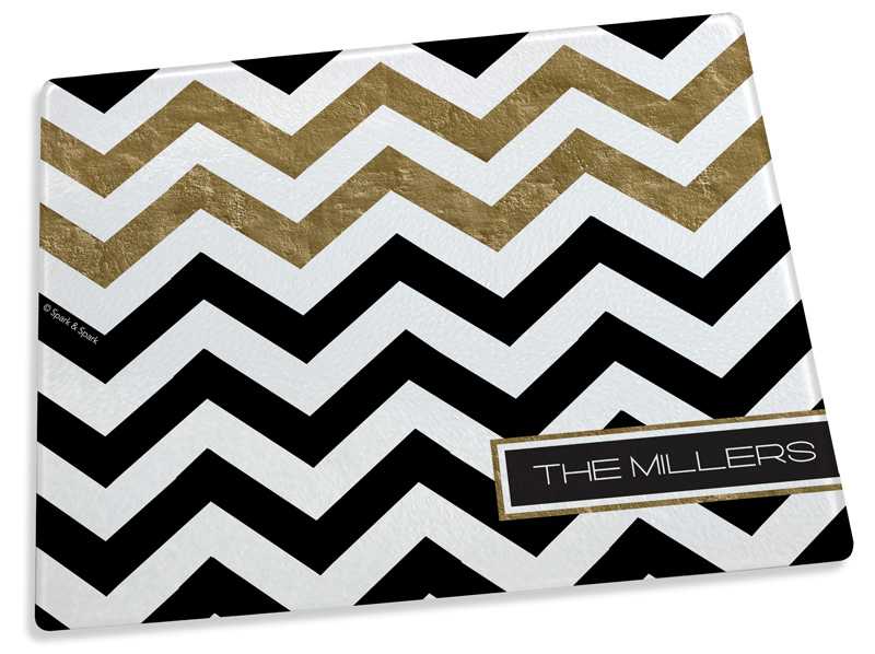 Black Chevron with Gold Foil Cutting Board