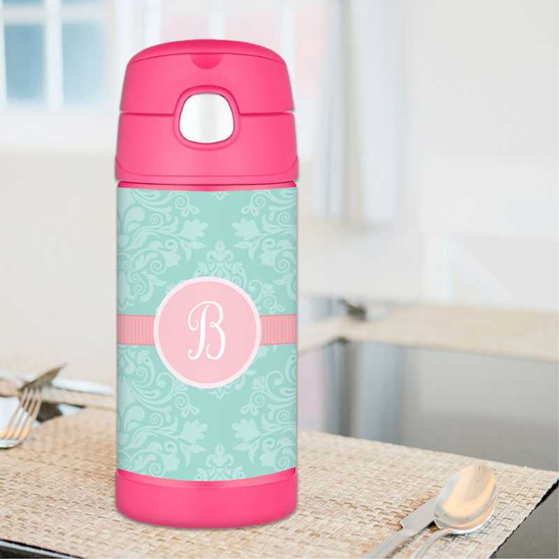 Pretty Blue Damask Thermos Bottle